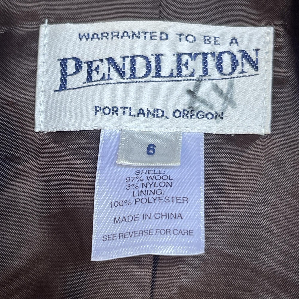 Pendleton Jacket Womens 6 Gray Floral Wool Blend Blazer Purple Knit Hood Pockets - Picture 5 of 10